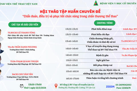Hội thảo về Chấn thương thể thao được tổ chức tại BVYHCT Lào Cai ngày 23/3/2024